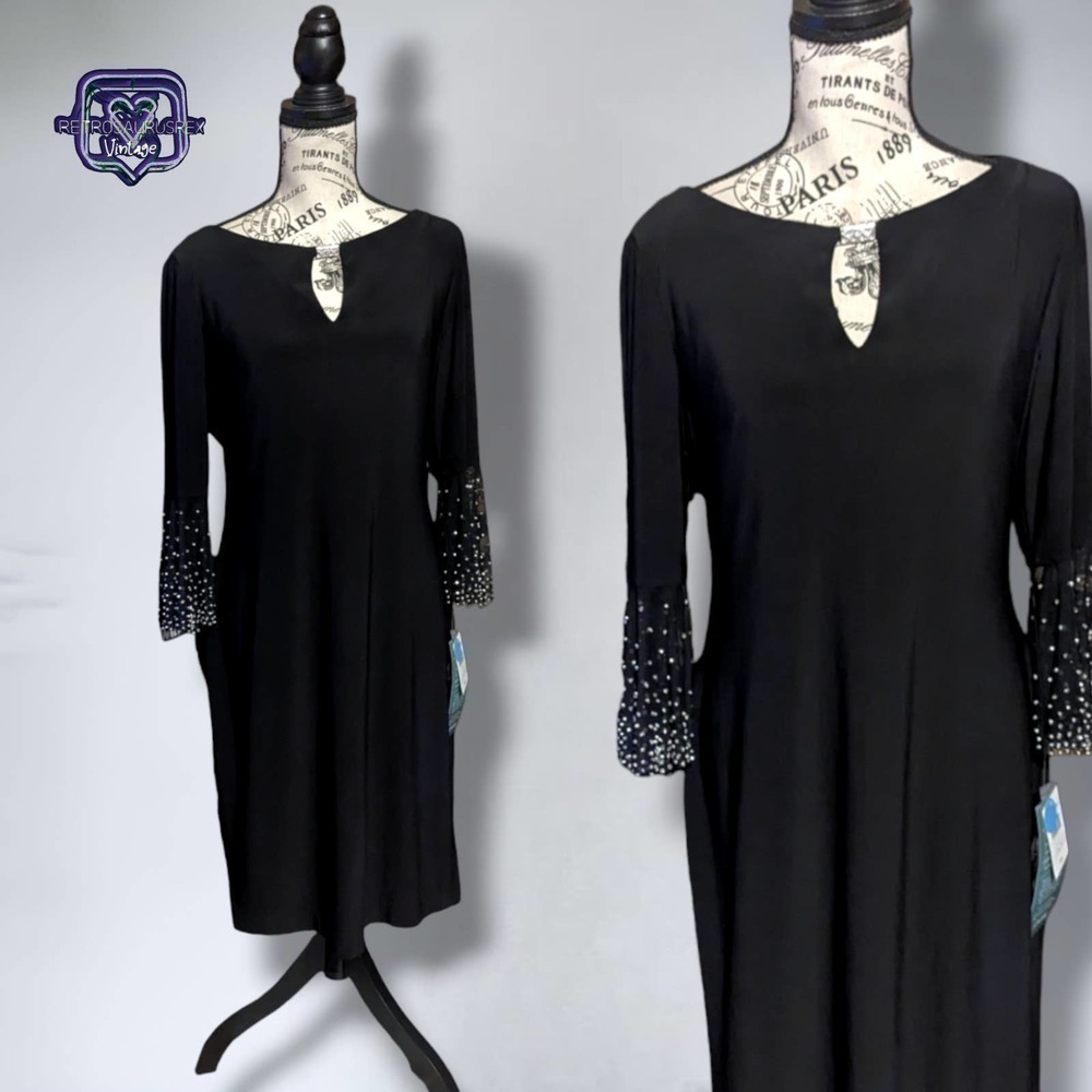 Jackie Jon Keyhole Embellished Circular Flounce Sleeve  Jersey Dress, 8 NWT